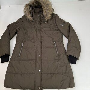 Maralyn & Me Jacket Women Extra Large Puffer Faux Fur Hood Work Zip Coat Core Ex